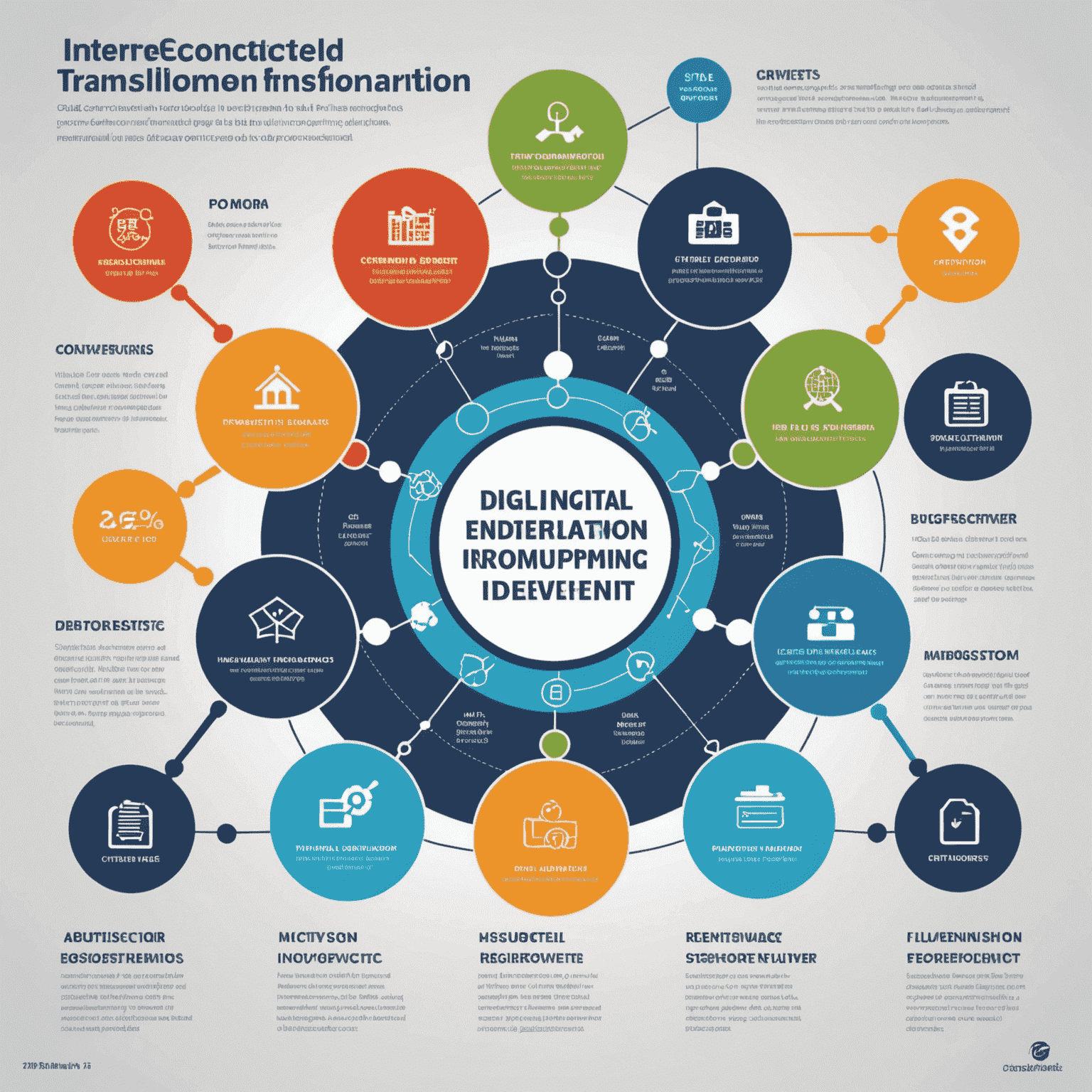 Infographic showing the interconnected strategies for public sector transformation, including digital adoption, innovation, citizen engagement, process improvement, and workforce development